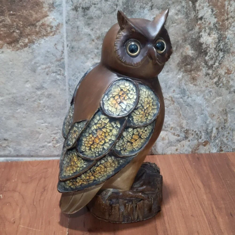 Large Ceramic Owl Figurine Home Decor 12 Inches